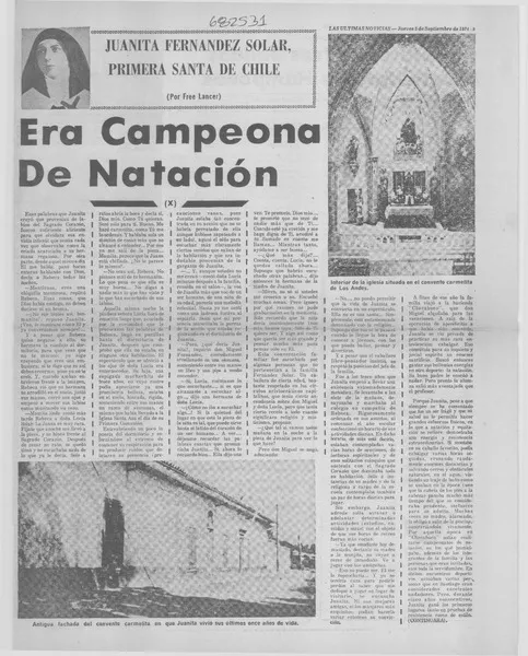 Era campeona de natación"  [artículo] Free Lancer.