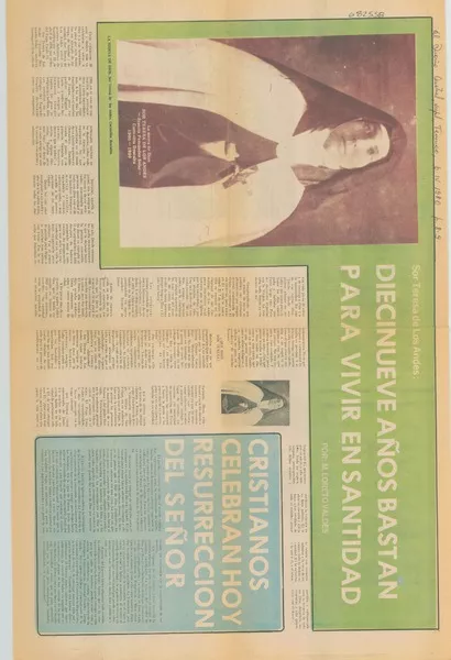 Diecinueve años bastan para vivir en santidad  [artículo] Maria Loreto Valdes.