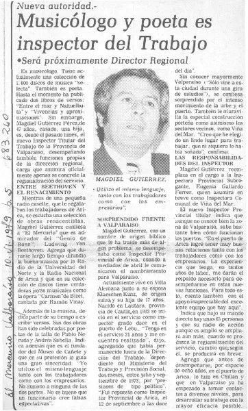 Musicólogo y poeta es inspector del trabajo.  [artículo]