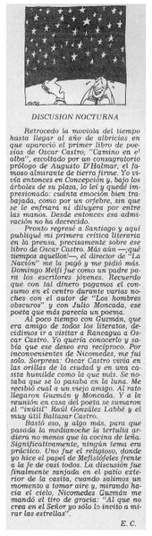 Discusión nocturna  [artículo] E.C.