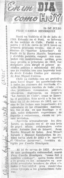 Fray Camilo Henríquez.  [artículo]