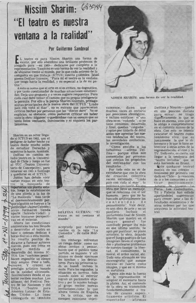 "El teatro es nuestra ventana a la realidad"  [artículo] Guillermo Sandoval.