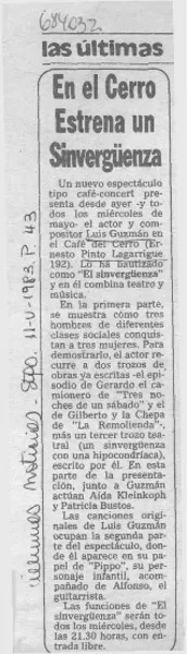 En el cerro estrenan un sinvergüenza.  [artículo]