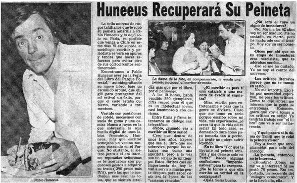 Huneeus recuperará su peineta : [entrevista] [artículo]