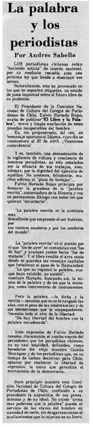 La palabra y los periodistas  [artículo] Andrés Sabella.