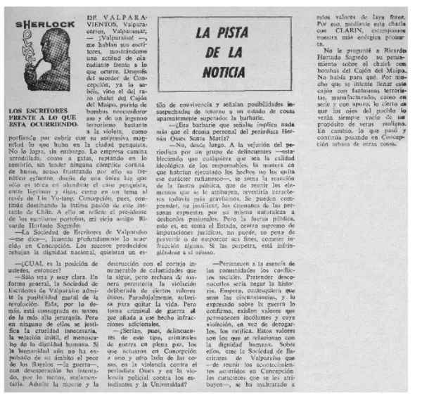 La pista de la noticia : [entrevista] [artículo] Sherlock Holmes.