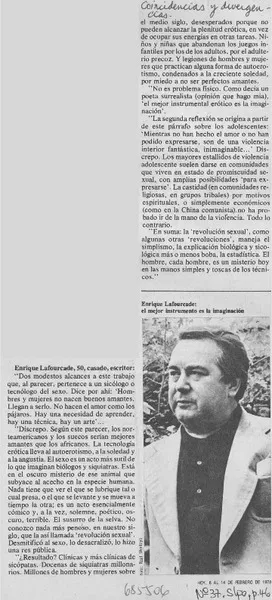 Enrique Lafourcade 50 años, casado, escritor.  [artículo]