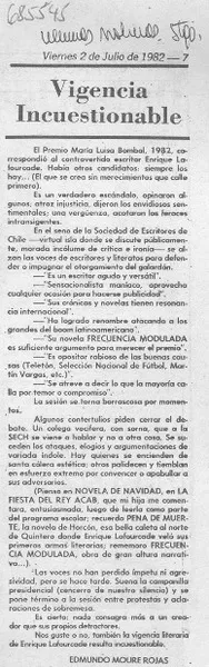 Vigencia incuestionable  [artículo] Edmundo Moure Rojas.