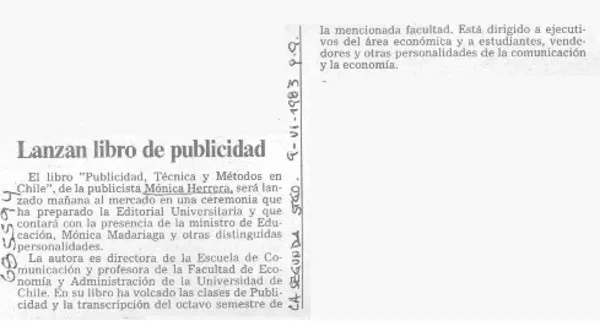 Lanzan libro de publicidad.  [artículo]