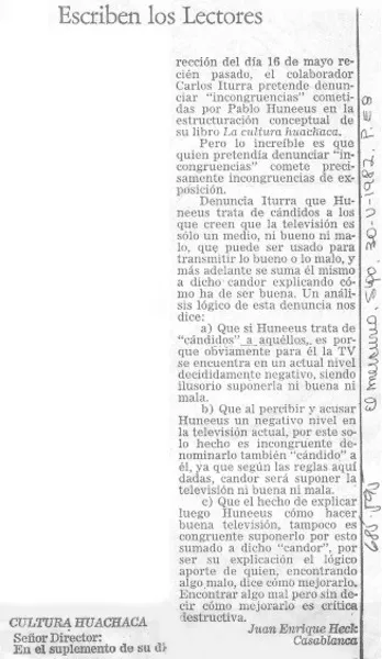 Cultura huachaca  [artículo] Juan Enrique Heck Casablanca.