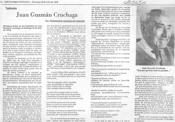 Juan Guzmán Cruchaga.  [artículo] Fernando González-Urizar.