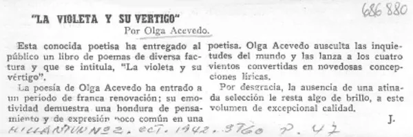 La Violeta y su vértigo  [artículo] J.