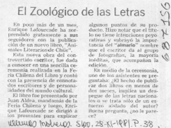 El zoológico de las letras.  [artículo]