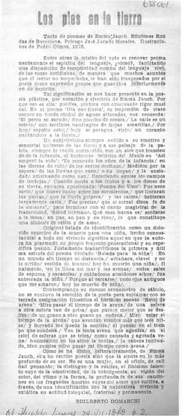 Los pies en la tierra  [artículo] Edilberto Domarchi.