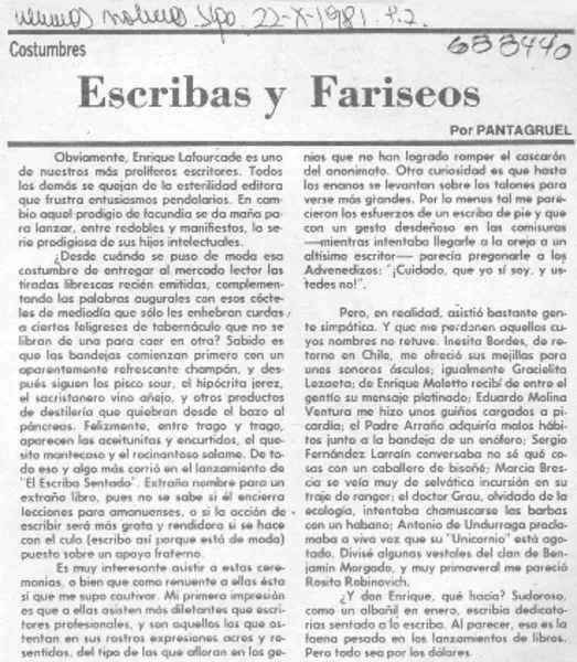 Escribas y fariseos  [artículo] Pantagruel.