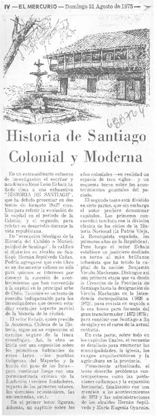 Historia de Santiago colonial y moderna.  [artículo]