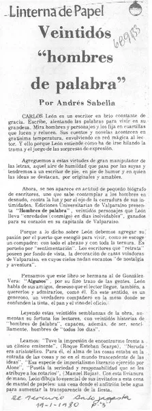 Veintidós "hombres de palabra"  [artículo] Andrés Sabella.