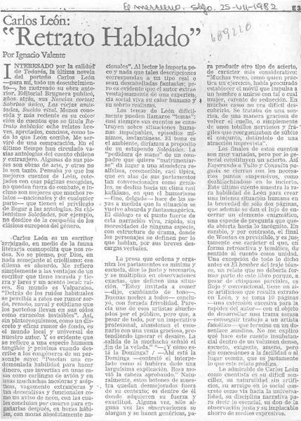 "Retrato hablado"  [artículo] Ignacio Valente.