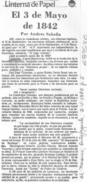 El 3 de mayo de 1942  [artículo] Andrés Sabella.