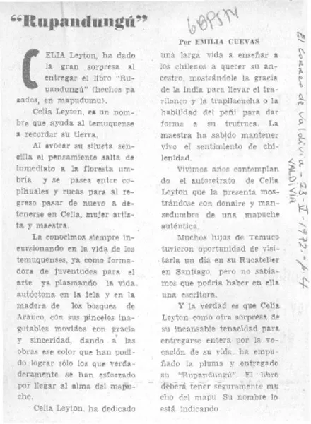 Rupandungu"  [artículo] Emilia Cuevas.