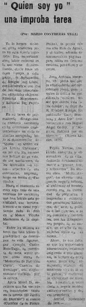Quien soy yo" una ímproba tarea  [artículo] Mario Contreras Vega.