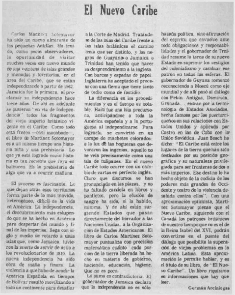El nuevo Caribe  [artículo] Germán Arciniegas.