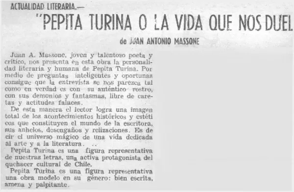 Pepita Turina o la vida que nos duele"  [artículo] Matías Rafide.