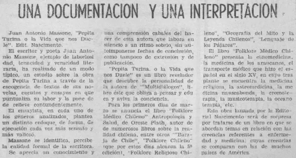 Una documentación y una interpretación.  [artículo]