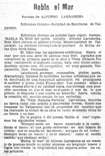 Habla el mar  [artículo] Antonio Cárdenas Tabies.