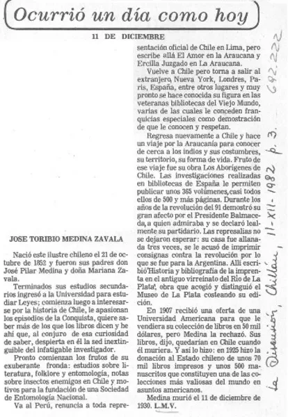 Ocurrió un día como hoy  [artículo] L.M.V.