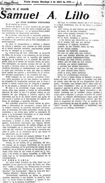 Samuel A. Lillo  [artículo] Julio Ramírez Fernández.