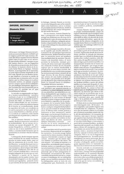 Diferir, distanciar  [artículo] Diamela Eltit.