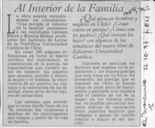 Al interior de la familia  [artículo]