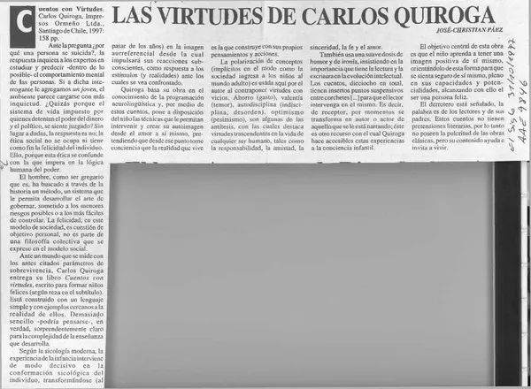 Las virtudes de Carlos Quiroga  [artículo] José Christian Páez.