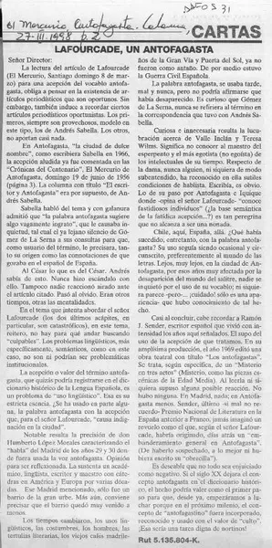Lafourcade, un Antofagasta  [artículo]