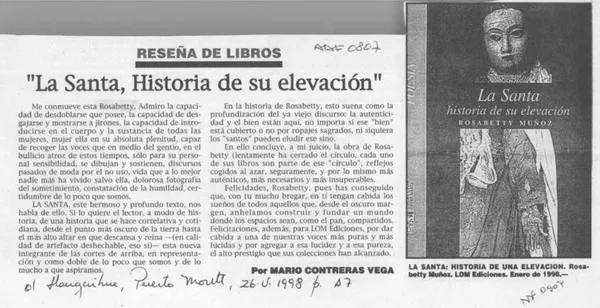 "La Santa, historia de su elevación"  [artículo] Mario Contreras Vega.