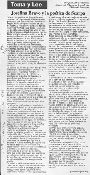 Josefina Bravo y la poética de Scarpa  [artículo] Juan Antonio Massone.