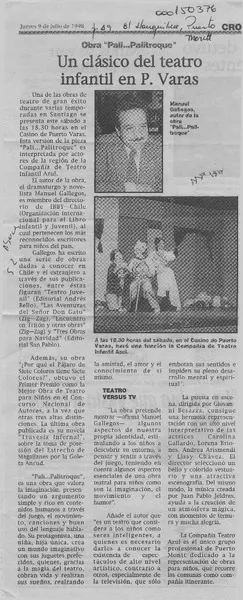 Un Clásico del teatro  [artículo].