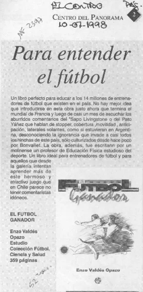 Para entender el fútbol  [artículo].