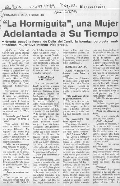 "La hormiguita", una mujer adelantada a su tiempo  [artículo] Mario Rodríguez O.