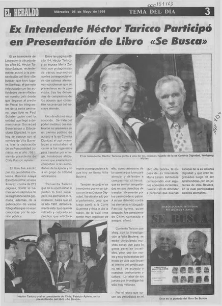 Ex Intendente Héctor Taricco participó en presentación de libro "Se busca"  [artículo].