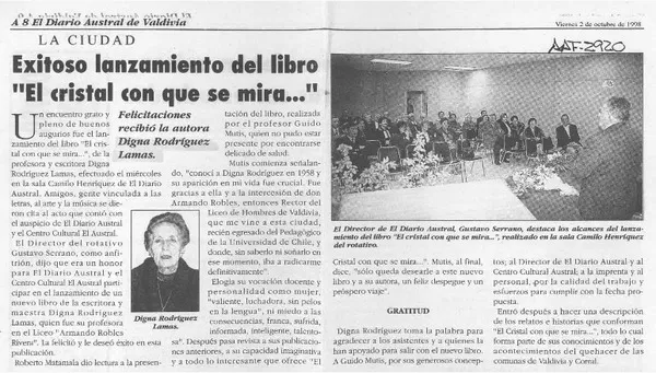 Exitoso lanzamiento del libro "El cristal con que se mira --"  [artículo].