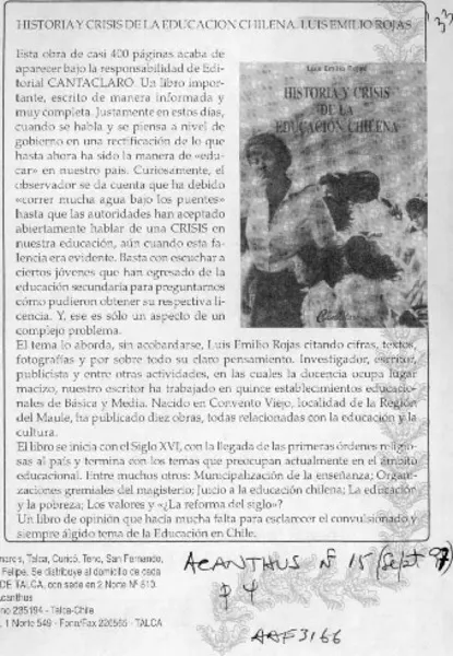 Historia y crisis de la educación chilena  [artículo].