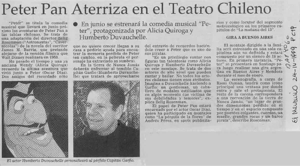 Peter Pan aterriza en el teatro chileno  [artículo]