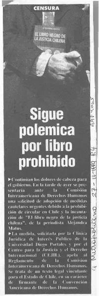Suprema no tocó tema del libro  [artículo] Pedro Vega.