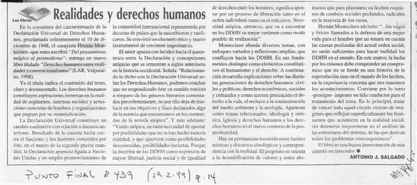 Realidades y derechos humanos  [artículo] Antonio J. Salgado.