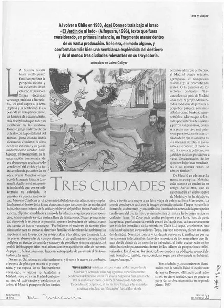 Tres ciudades  [artículo] Jaime Collyer.