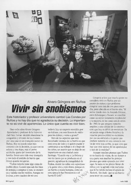Vivir sin snobismos  [artículo].