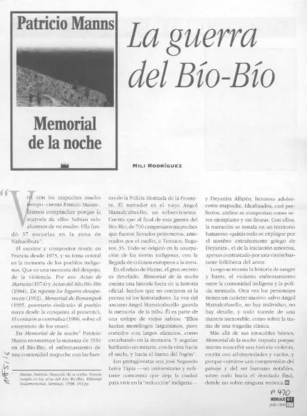 La guerra del Bío-Bío  [artículo] Mili Rodríguez.