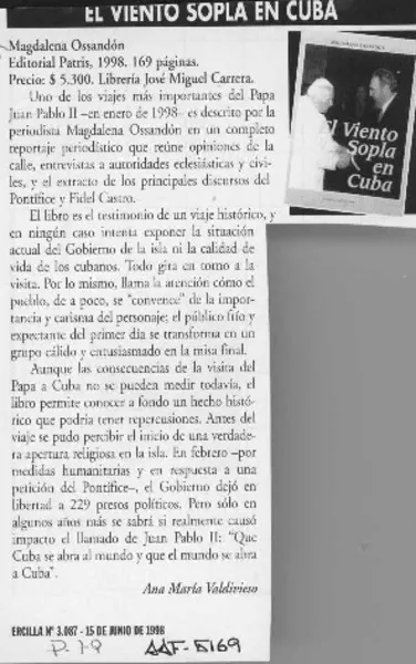 El viento sopla en Cuba  [artículo] Ana María Valdivieso.